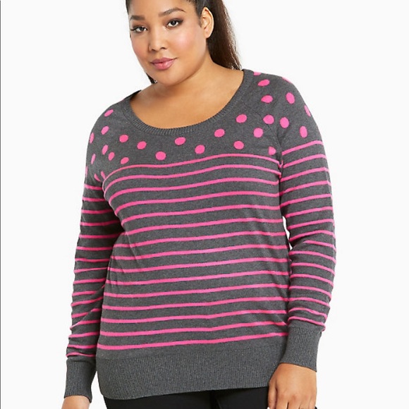 torrid Sweaters - Torrid Polka Dot Striped Sweater 2x